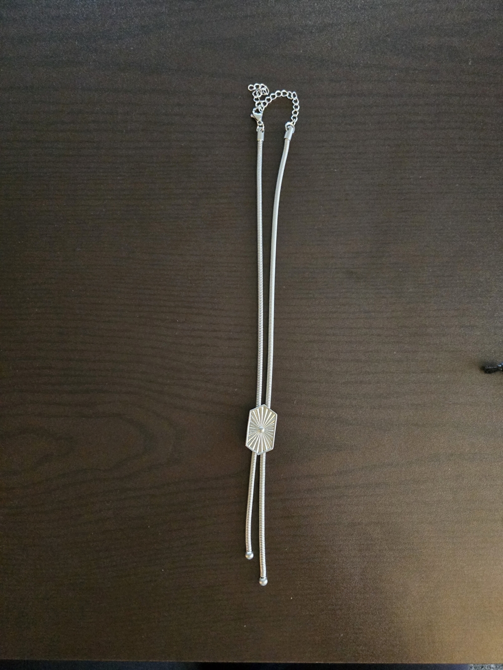 Adjustable Silver-Tone Sunburst Slider Necklace